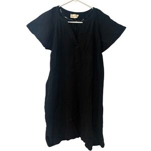 Universal Thread Womens Black Dress Cover Up Short Sleeve V Neck‎ Cotton Size S